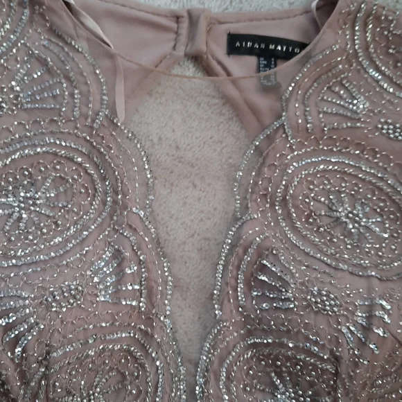 NWOT! AIDEN MATTOX BLUSH BEADED DESIGNER DRESS  GOWN SIZE 8 - Picture 5 of 15